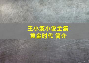 王小波小说全集 黄金时代 简介